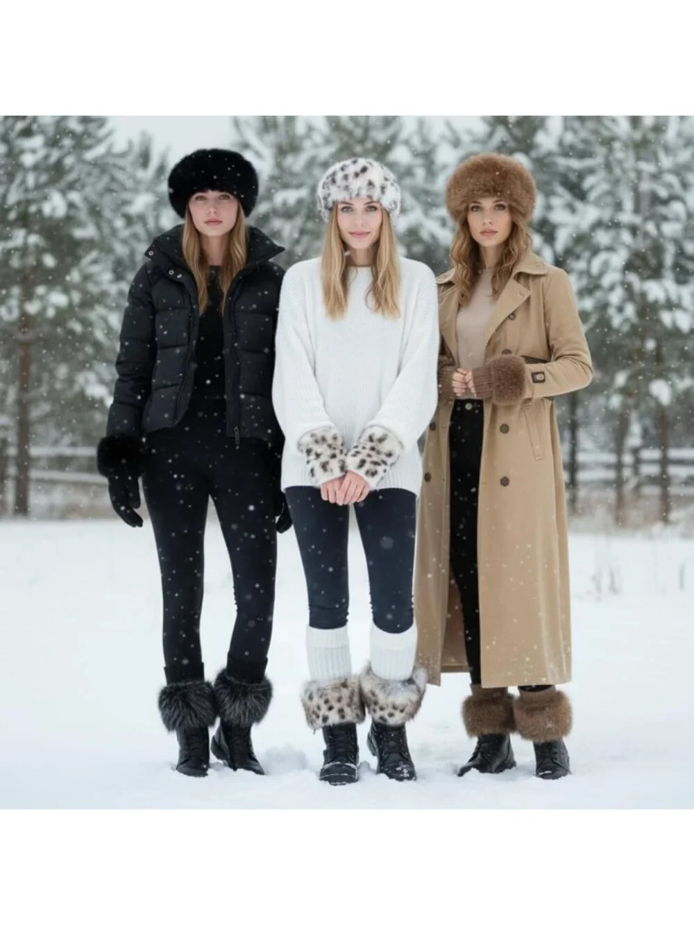 Cozy 9-Piece Faux Fur Headband, Leg Warmers & Wrist Cuffs Set for Winter Fashion